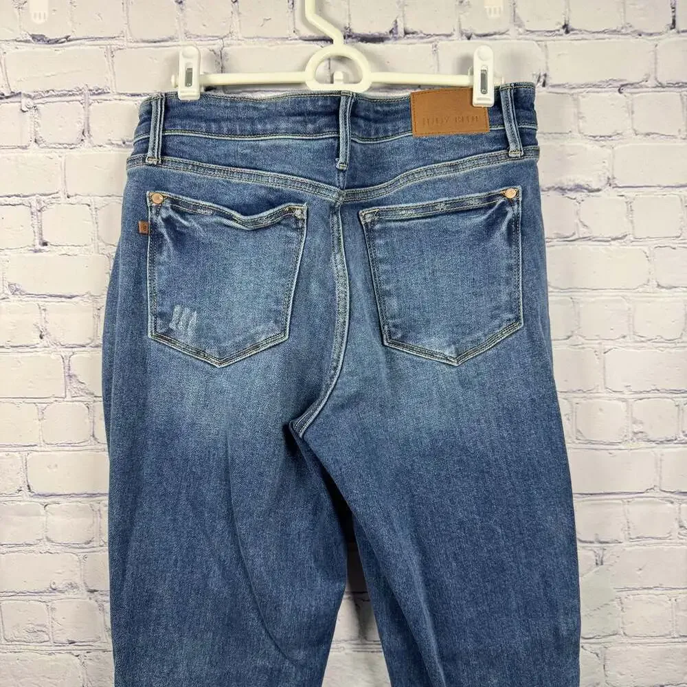 Judy Blue Mid-Rise Dark Wash Boyfriend Jeans 7/28 - Picture 5 of 6